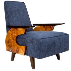 Vintage 20th Century Navy Blue Armchair, 1960s