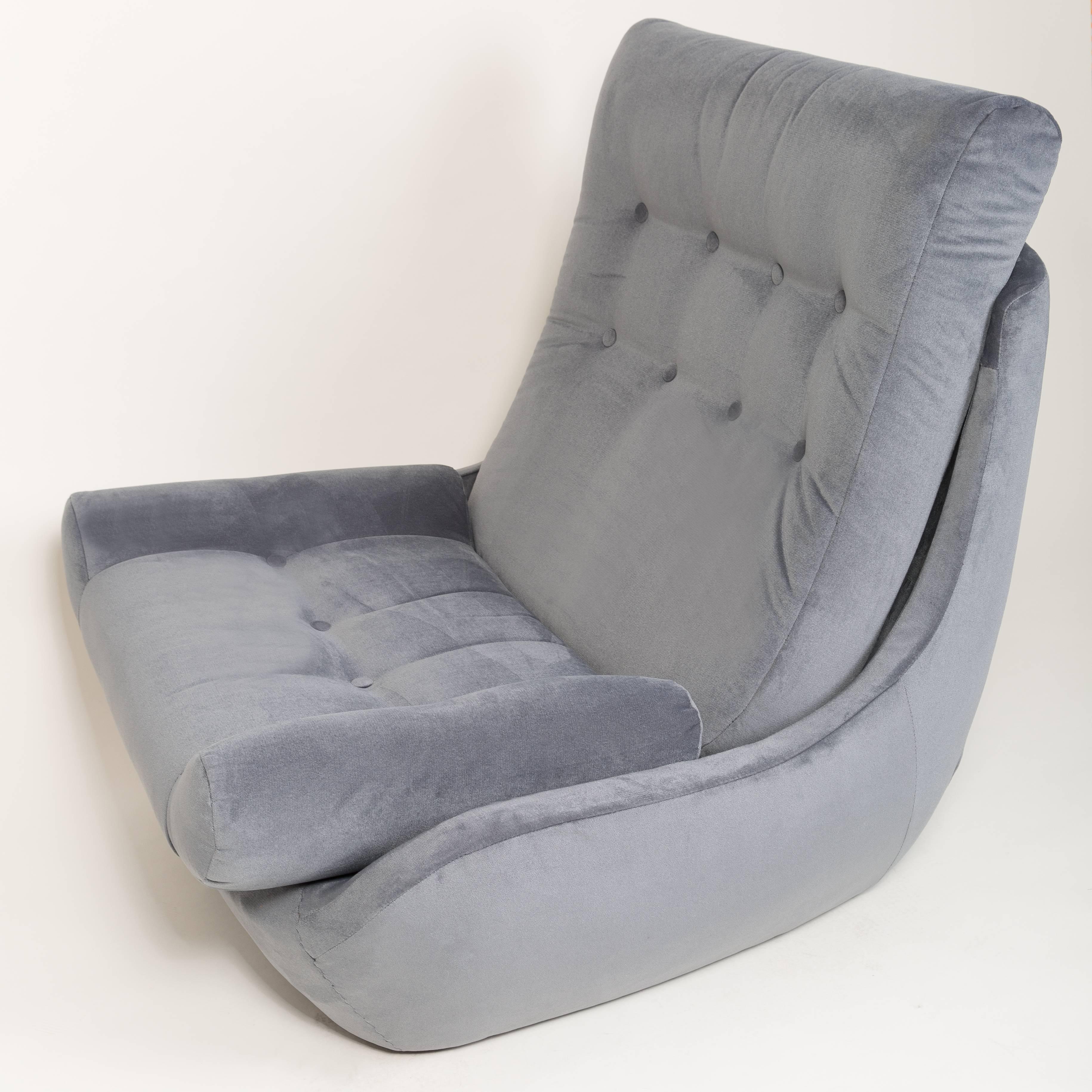 Hand-Crafted 20th Century Vintage Gray Velvet Giant Atlantis Armchair, 1960s For Sale