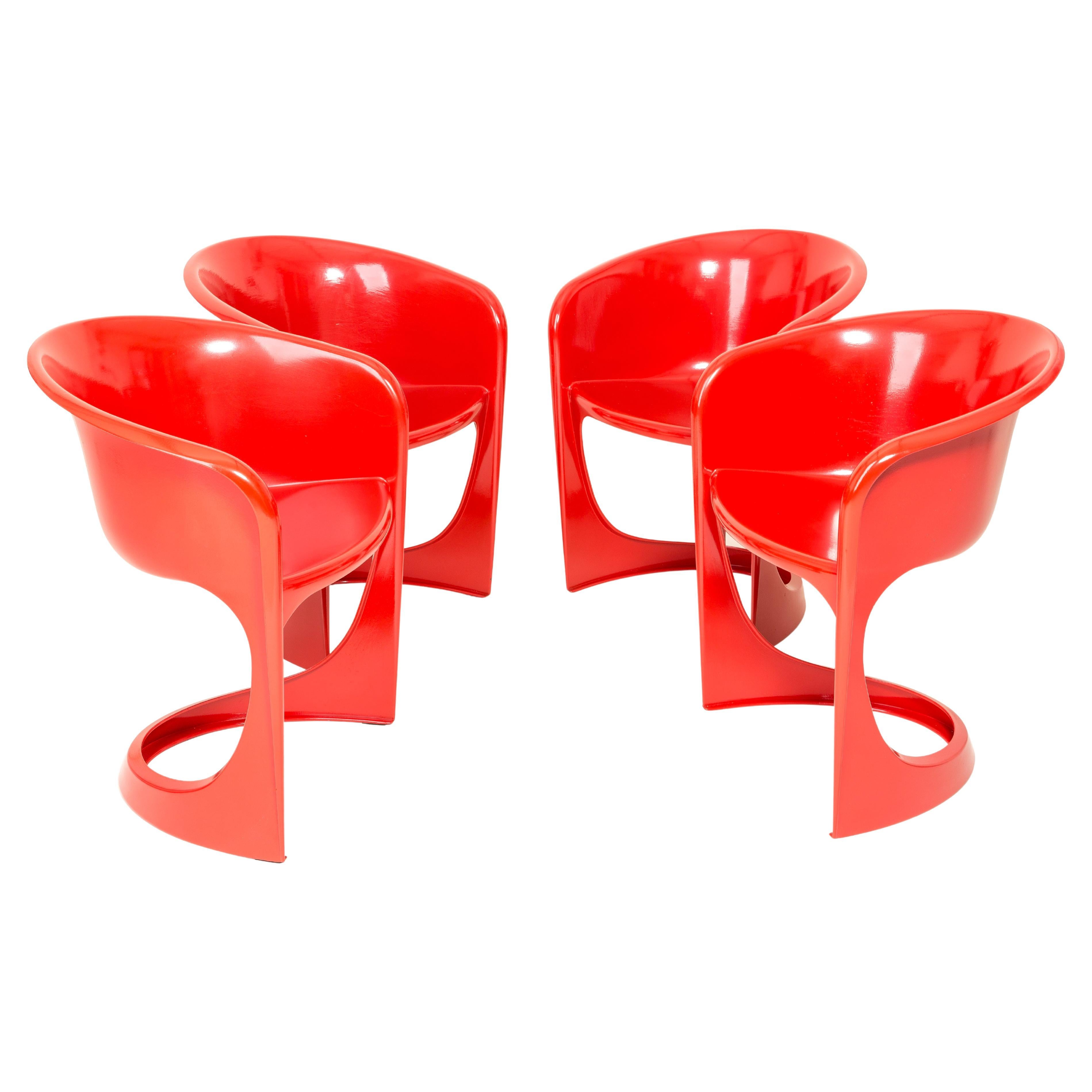 Set of Four Red Cado Chairs, Steen Østergaard, 1974 For Sale