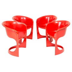 Used Set of Four Red Cado Chairs, Steen Østergaard, 1974