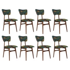 Set of Eight MidCentury Butterfly Chairs, Linen Schwarzwald Dedar, Europe, 1960s