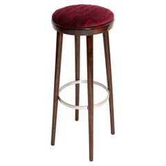 Mid Century Burgundy Bar Stool Velvet Nouvelles Vagues by Dedar, Europe, 1960s