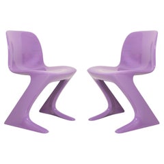 Two Blue Lilac Violet Kangaroo Chairs Designed by Ernst Moeckl, Germany, 1968