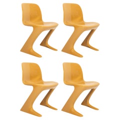 Four Brown Beige Kangaroo Chairs Designed by Ernst Moeckl, Germany, 1968