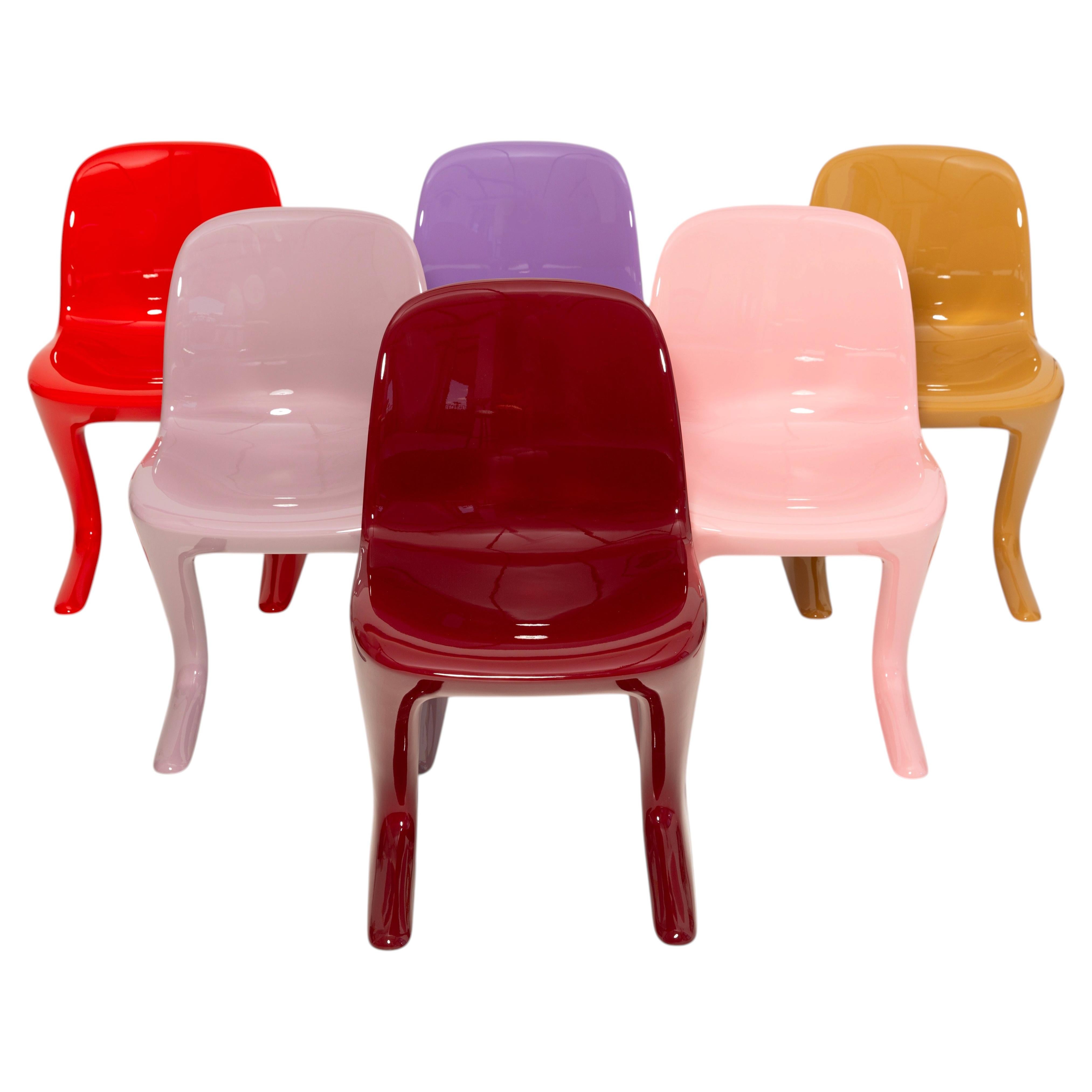 Set of Six Mixed Colors Kangaroo Chairs Designed by Ernst Moeckl, Germany, 1968 For Sale