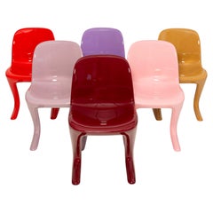 Set of Six Mixed Colors Kangaroo Chairs Designed by Ernst Moeckl, Germany, 1968