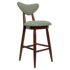 Vintola Studio Heart Bar Stool, Green and White Jacquard Upholstery
