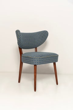 Vintola Dining Chair, Blue Jacquard, Walnut Wood, Vintola Studio
