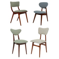 Set of Four Mixed Mid Century Vintage Chairs, Jacquard, Europe, 1960s