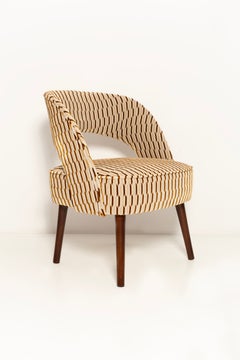 Mid Century Beige and Brown Epernon MISIA Velvet Club Armchair, Europe, 1960s