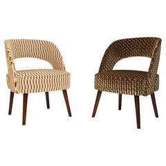 Pair Mid Century Club Armchairs, MISIA Velvet Fabric, Europe, 1960s