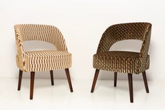 Pair Mid Century Club Armchairs, MISIA Velvet Fabric, Europe, 1960s