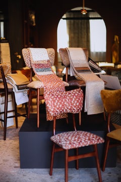 Dix fauteuils « papillon » du milieu du siècle, velours jacquard Casamance, Europe, années 1960
