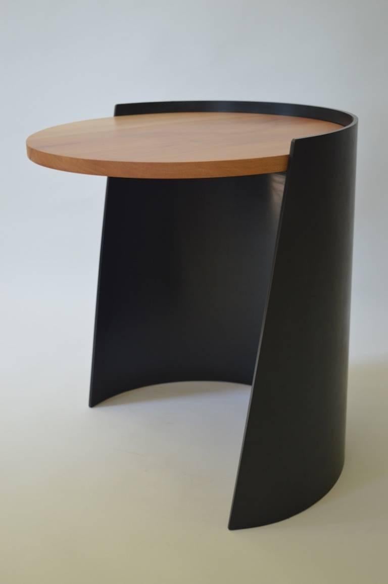 American Contemporary Minimalist Blackened Steel and Wood End or Side Table-IN STOCK