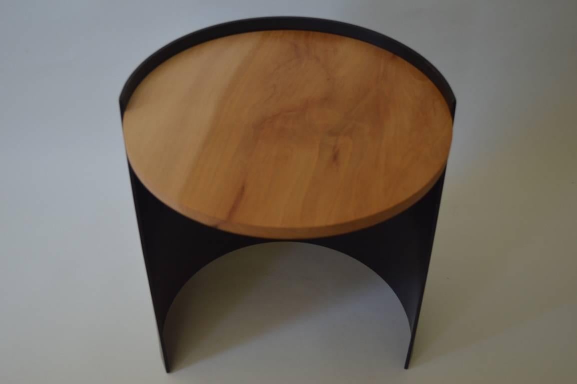 Contemporary Minimalist Blackened Steel and Wood End or Side Table-IN STOCK 1