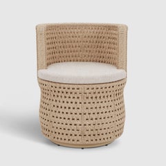 Chaise longue d'extérieur en osier avec coussins, collection Oasis de Luteca, EN STOCK
