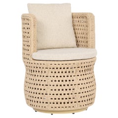 Sedia da esterno intrecciata con cuscini, collezione Oasis di Luteca, DISPONIBILE