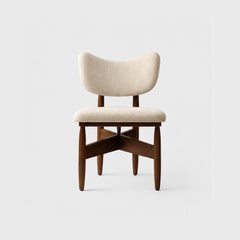Organic Modern Dining Chair, Walnut Finish and Plush Chenille Seat, In Stock