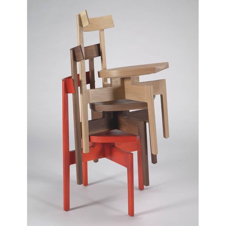 100xbtr Contemporary Stoolback Wood Dining Chair in Red Dyed Ash In New Condition For Sale In South Pasadena, CA