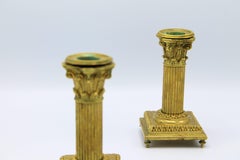 Set 19th Century Empire Style Plated Bronze Candlesticks
