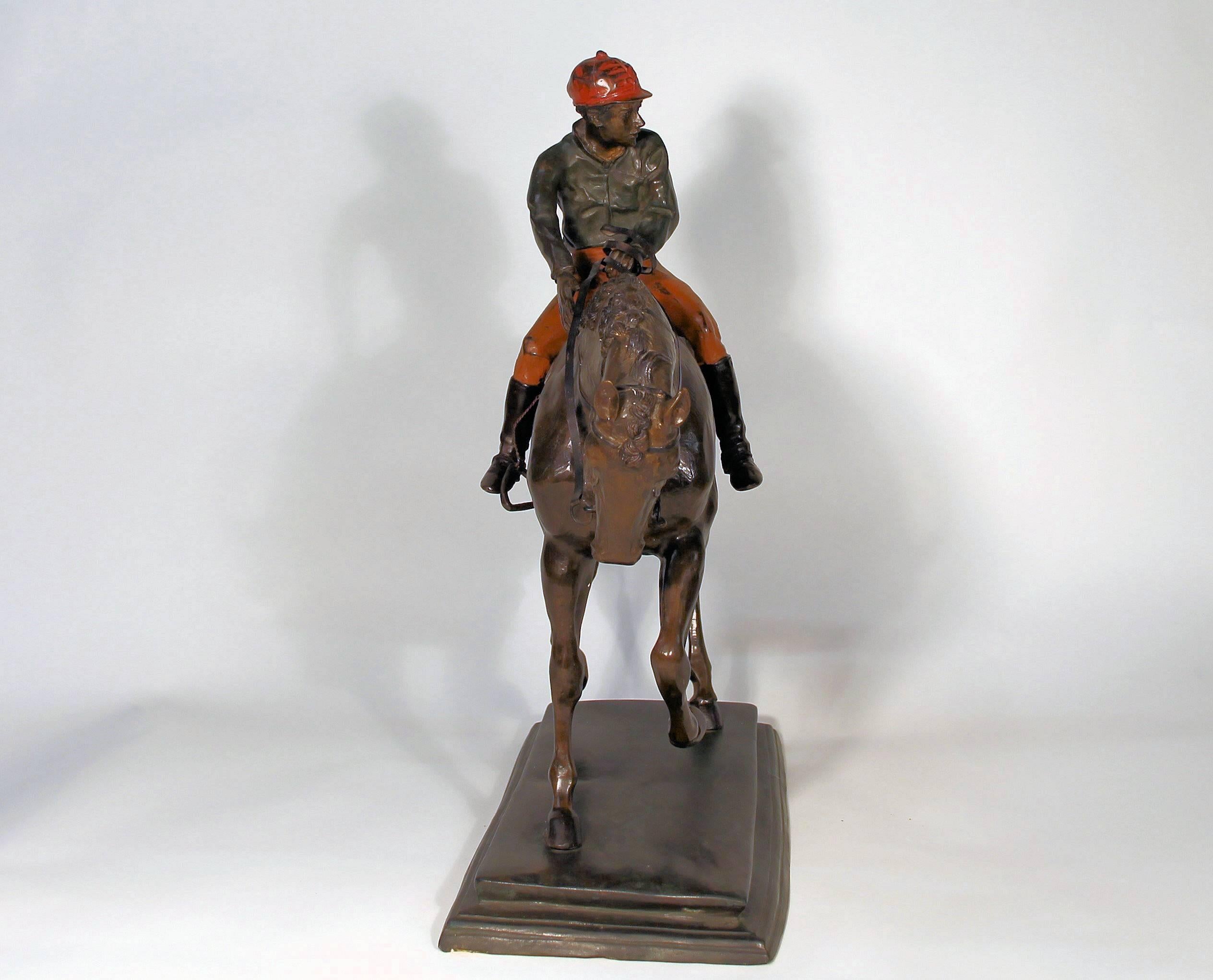 Européen Le Grand Jockey, une statue en bronze d'après une œuvre d'Isidore Jules Bonheur en vente