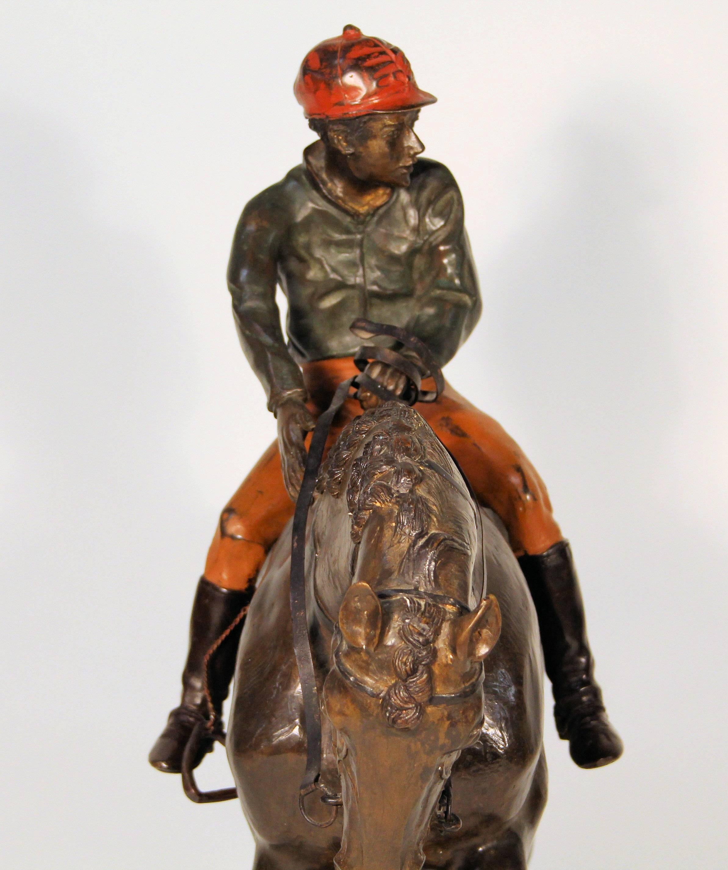 Le Grand Jockey, a Bronze Statue after a Work by Isidore Jules Bonheur In Good Condition For Sale In Heiloo, NL
