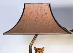 Pair of Brass Horse Head Lamp, 1970s