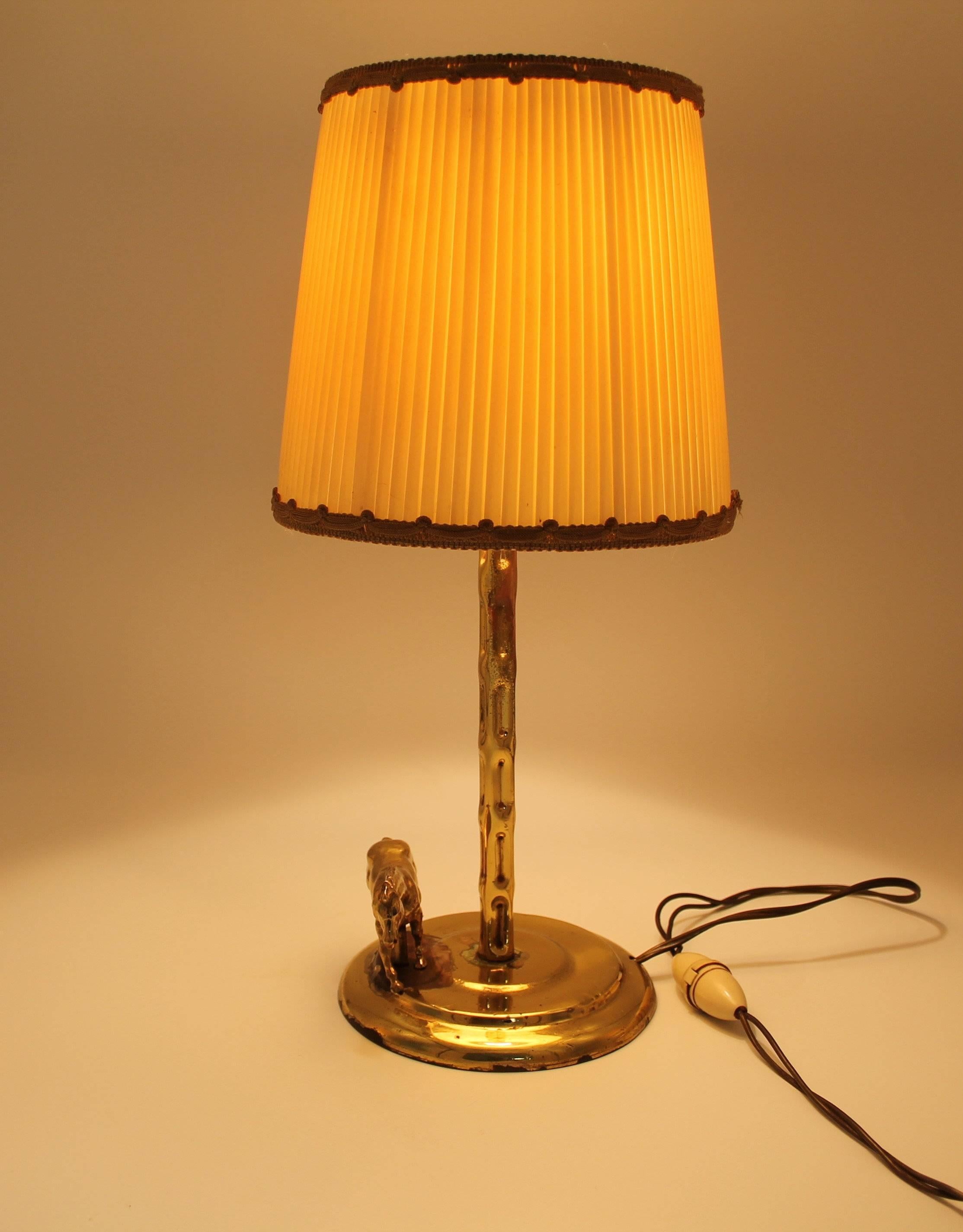 Brass Horse Lamp, 1950 In Good Condition For Sale In Heiloo, NL