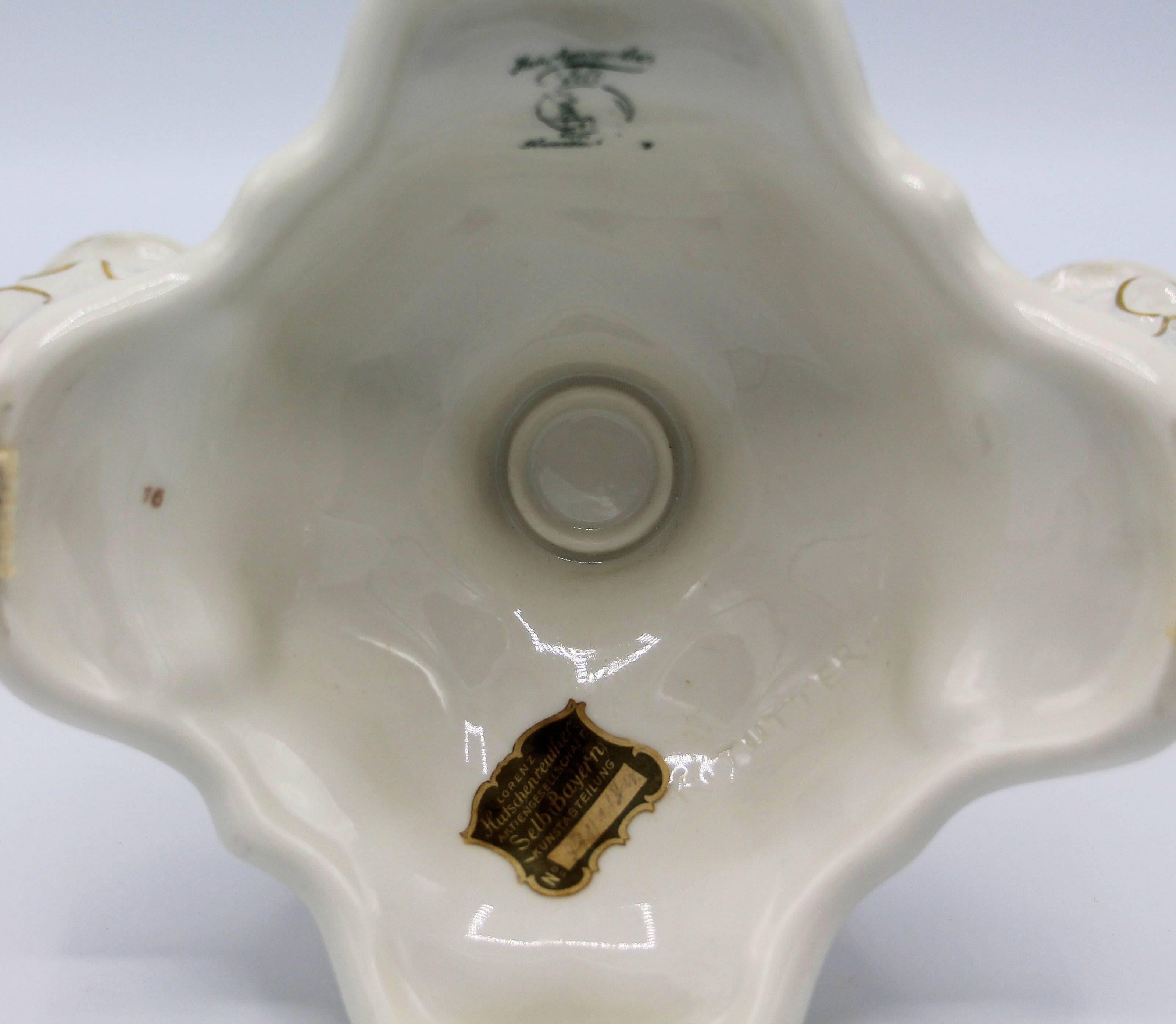 German Hutschenreuther Candlestick of Porcelain For Sale