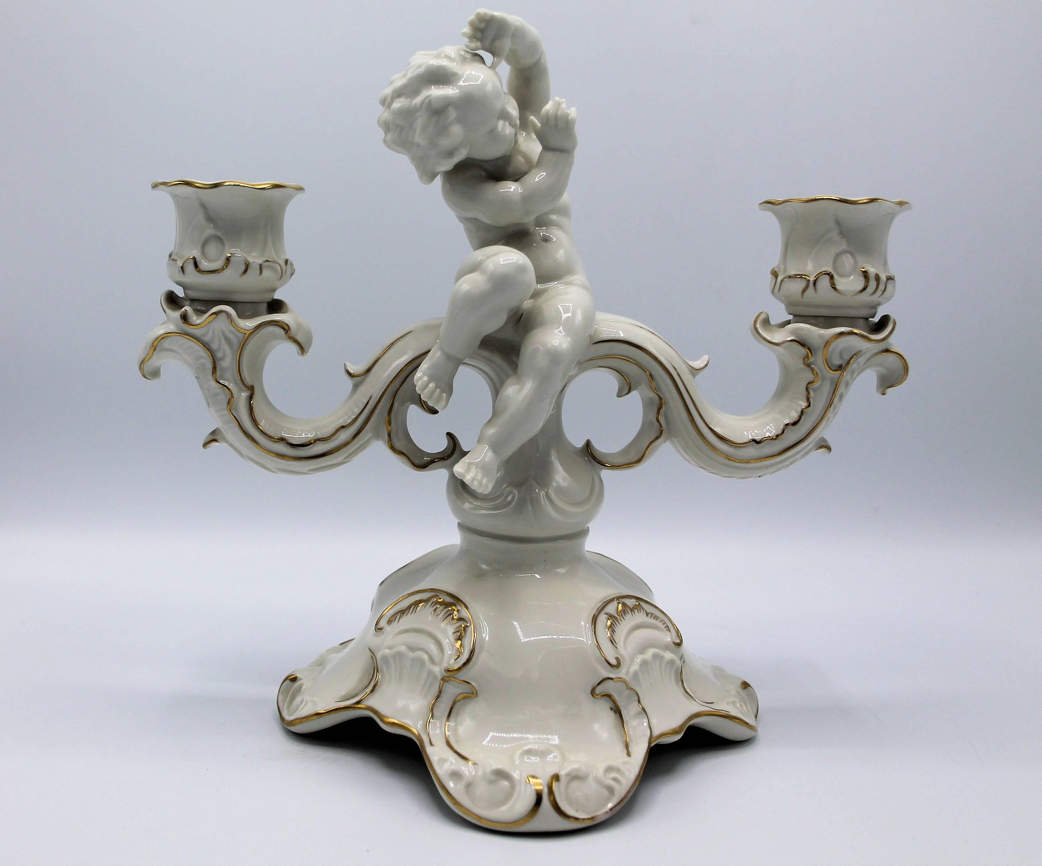 Hutschenreuther Candlestick of Porcelain In Excellent Condition For Sale In Heiloo, NL