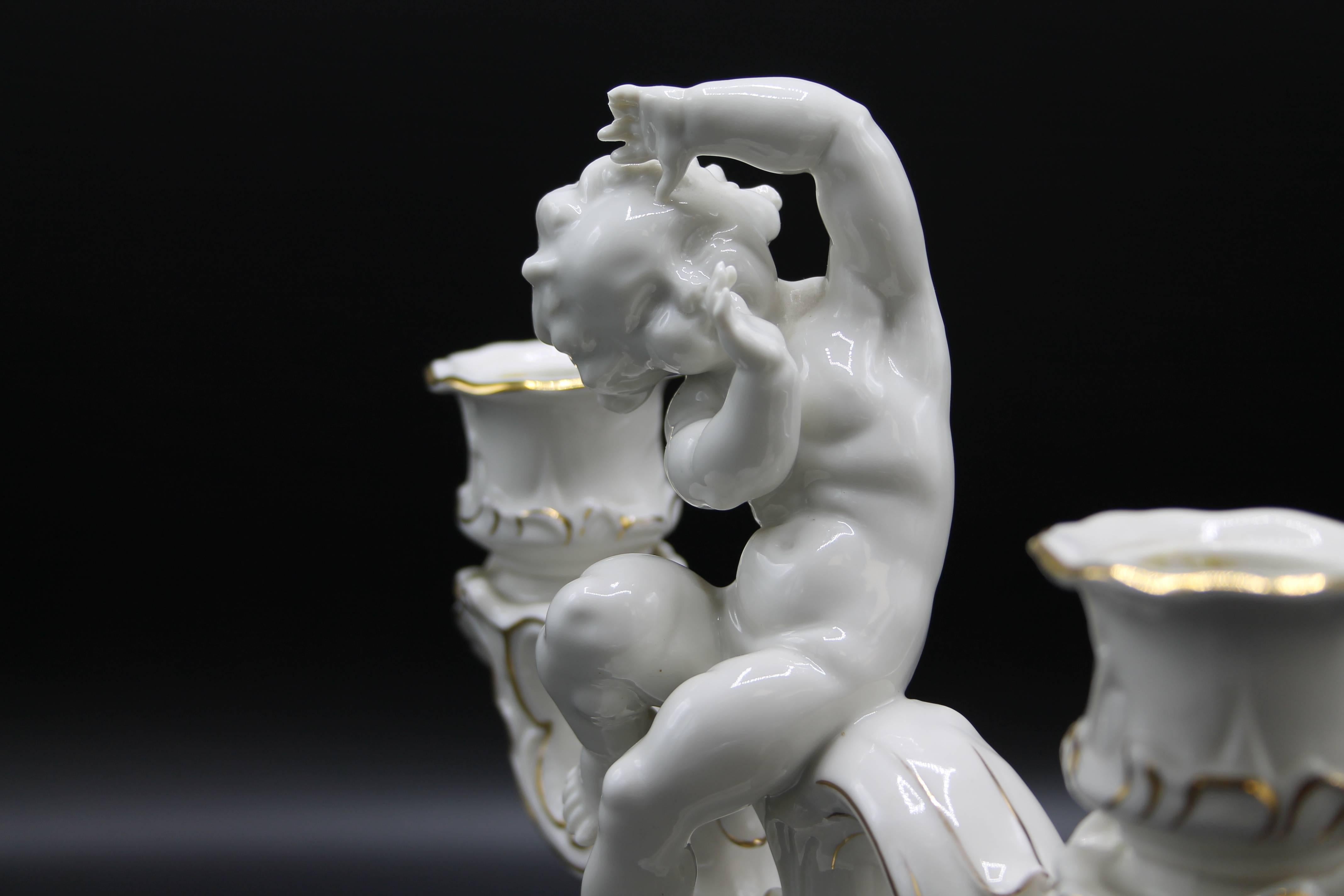 Rococo Hutschenreuther Candlestick of Porcelain For Sale