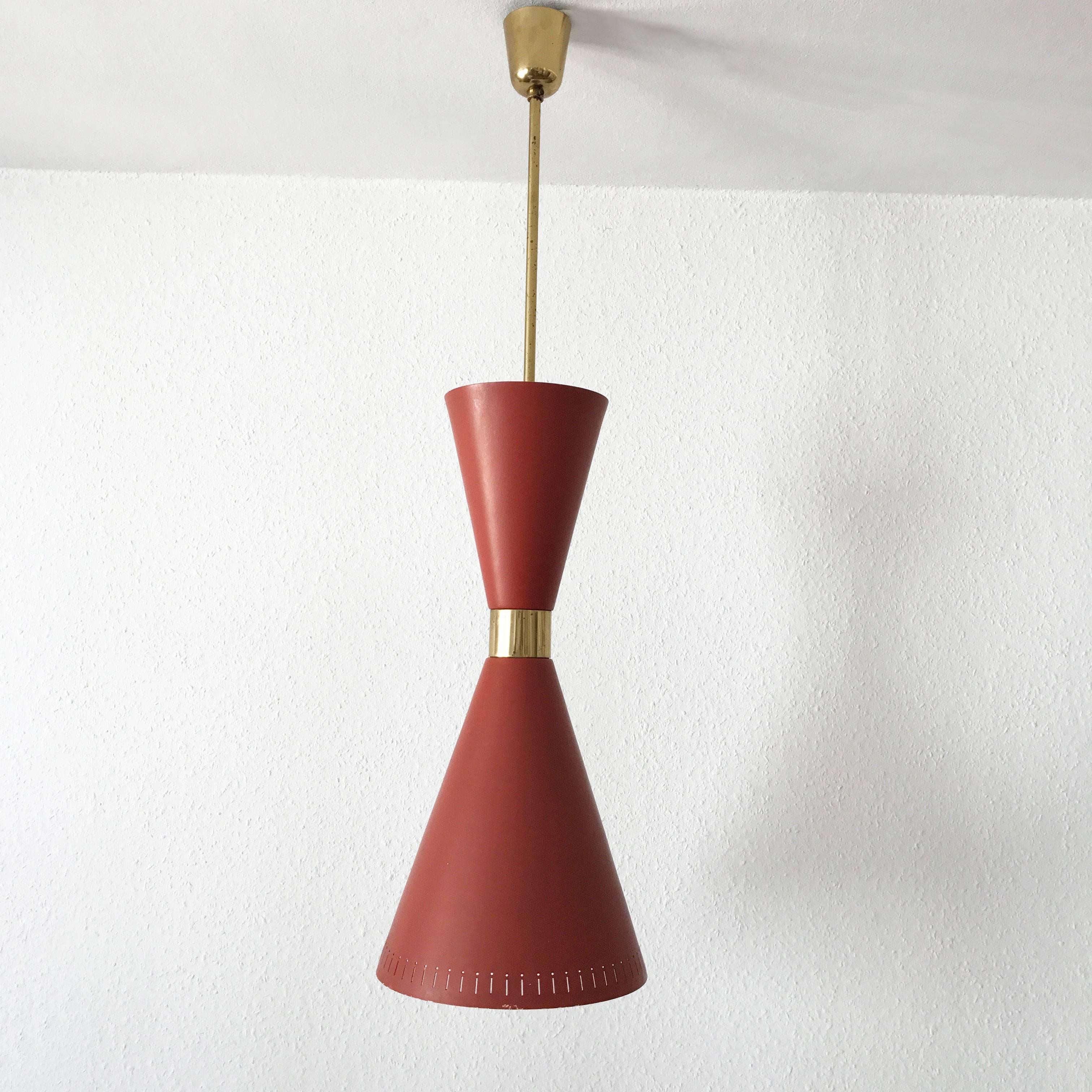 Mid-Century Modern Set of Three Large Mid Century Modern Diabolo Pendant Lamps by BAG Turgi 1950s