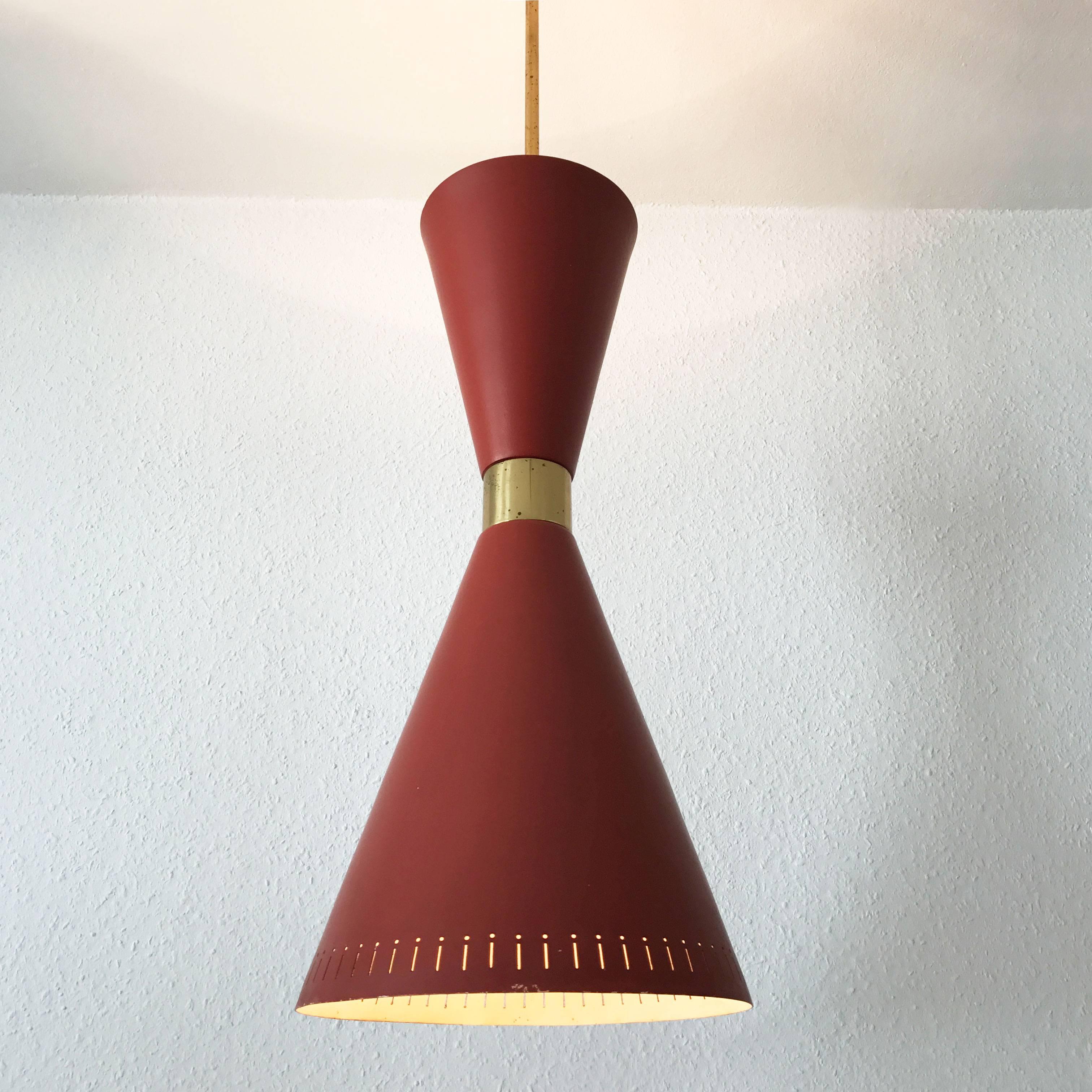 Set of Three Large Mid Century Modern Diabolo Pendant Lamps by BAG Turgi 1950s 1