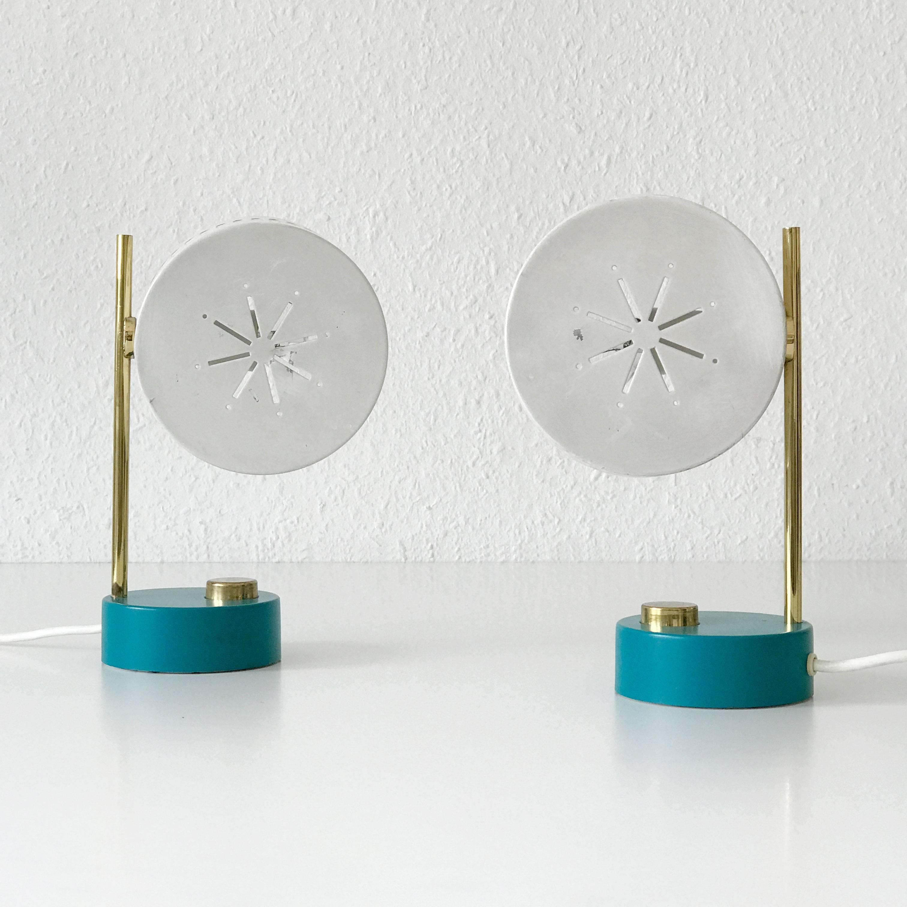 Two Bicolored Bedside Table Lamps by Mathieu Matégot, 1950s 1