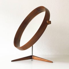 Grande specchio da tavolo in teak di Uno & Östen Kristiansson per Luxus Svezia 1960s