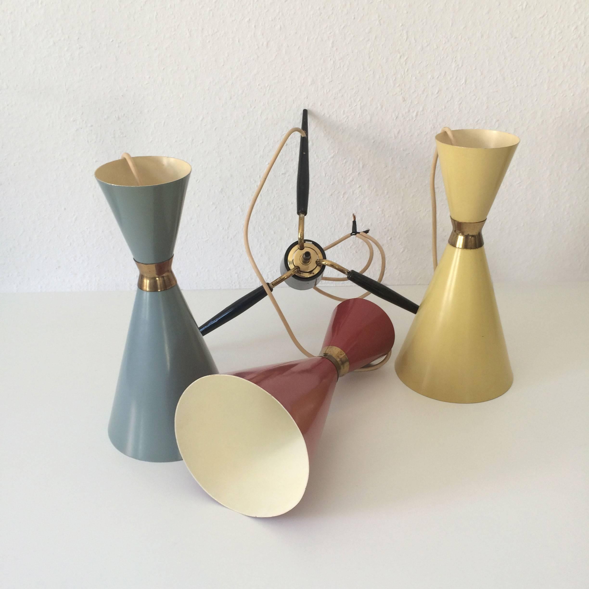 Tri-Color Diabolo Pendant Lamp by Bünte & Remmler, Germany, 1950s 2