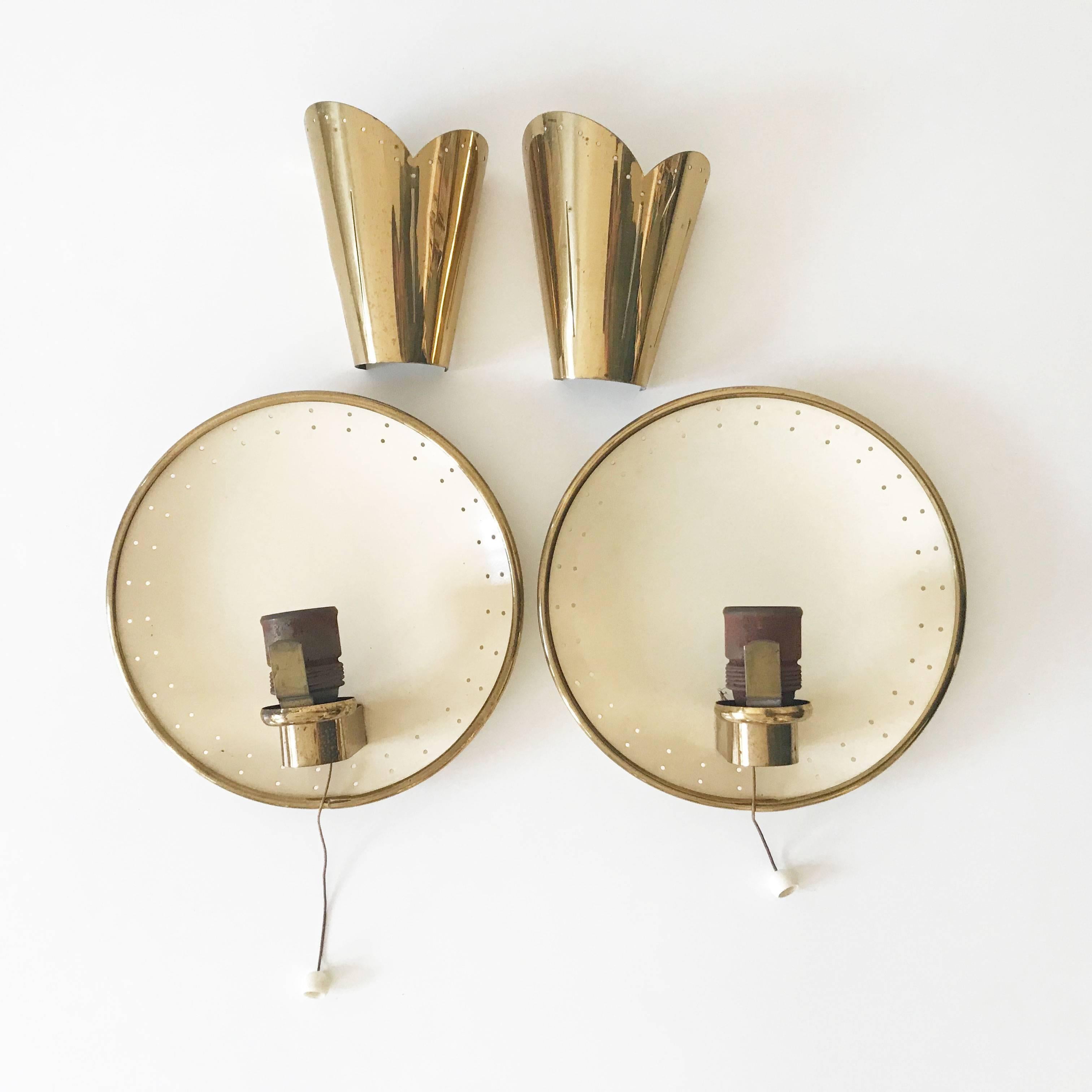 Set of Two Elegant Mid Century Modern Sconces or Wall Lamps by Jacques Biny 1