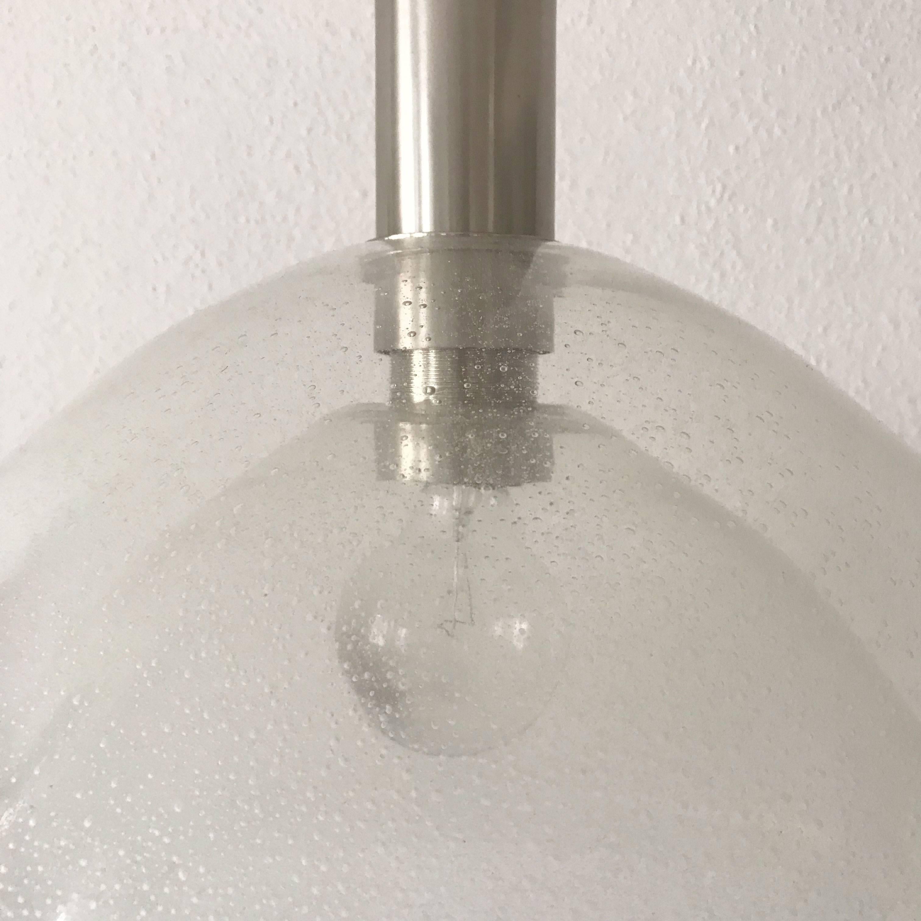 Nickel Large Two-Layer Murano Glass Pendant Lamp by Carlo Nason for Mazzega, 1960s For Sale