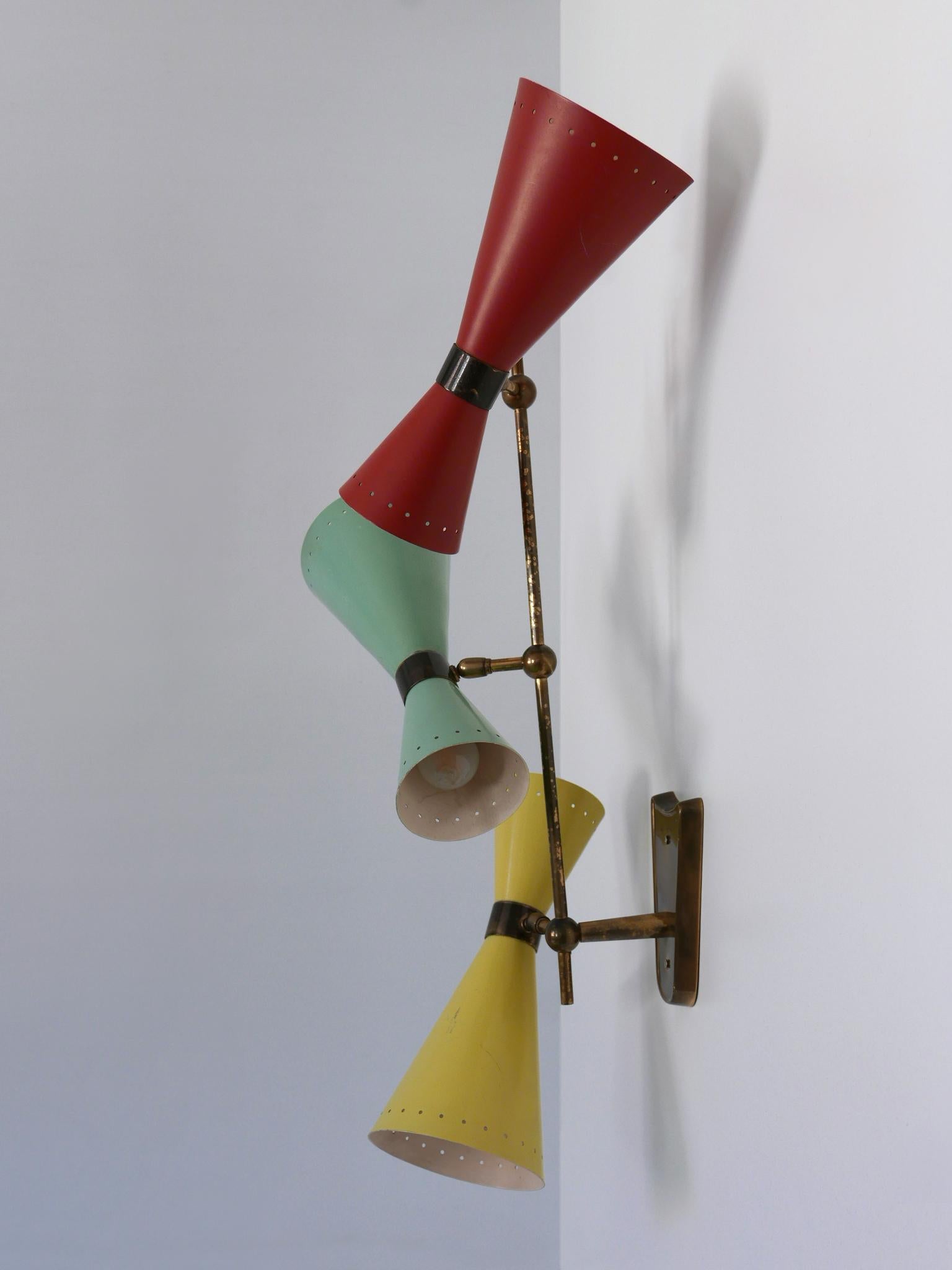 Excepcional candelabro o plafón diábolo de tres brazos de BAG Turgi Años 50 en venta 4