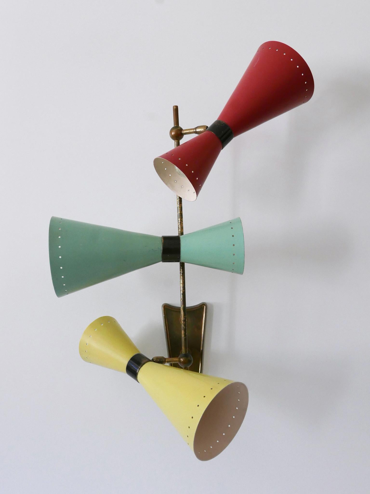 Excepcional candelabro o plafón diábolo de tres brazos de BAG Turgi Años 50 en venta 6