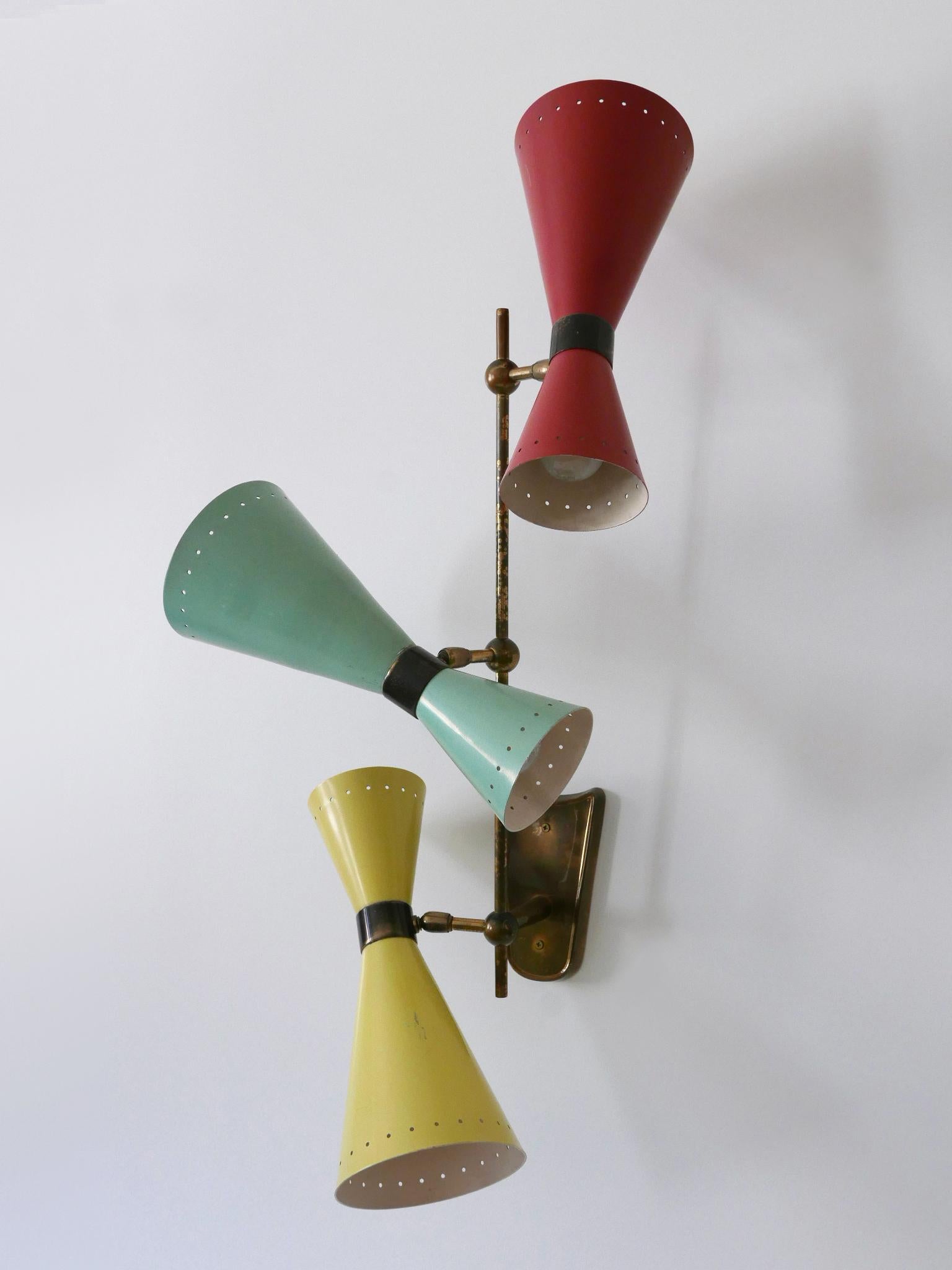 Excepcional candelabro o plafón diábolo de tres brazos de BAG Turgi Años 50 en venta 8