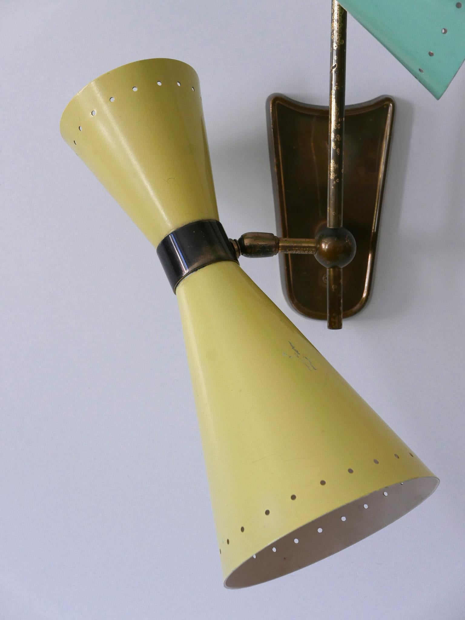 Excepcional candelabro o plafón diábolo de tres brazos de BAG Turgi Años 50 en venta 11