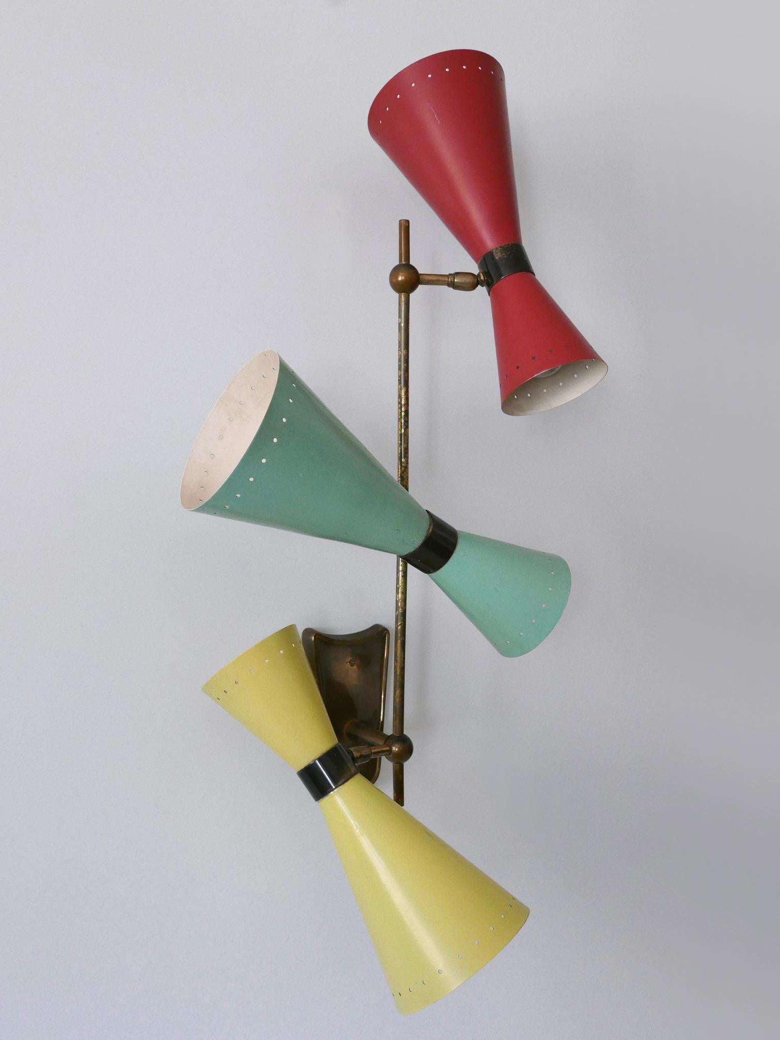 Excepcional candelabro o plafón diábolo de tres brazos de BAG Turgi Años 50 en venta 7
