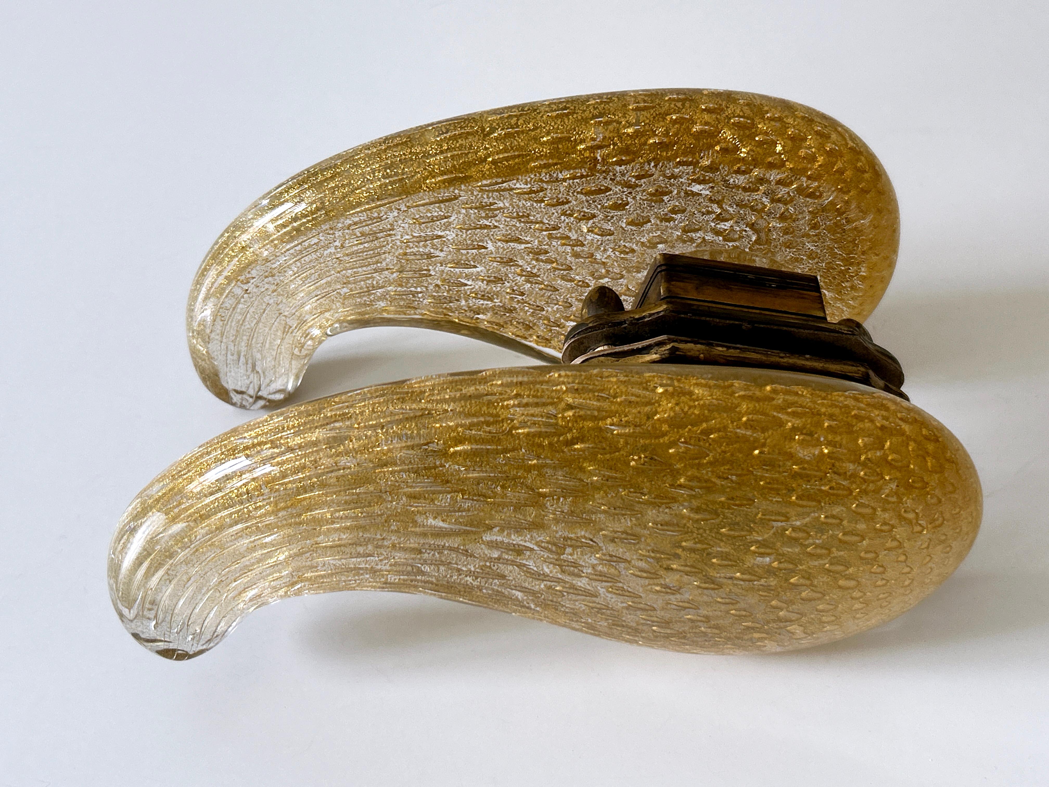 Brass Exceptional Mid-Century Murano Glass Push & Pull Door Handles by Seguso 1950s For Sale