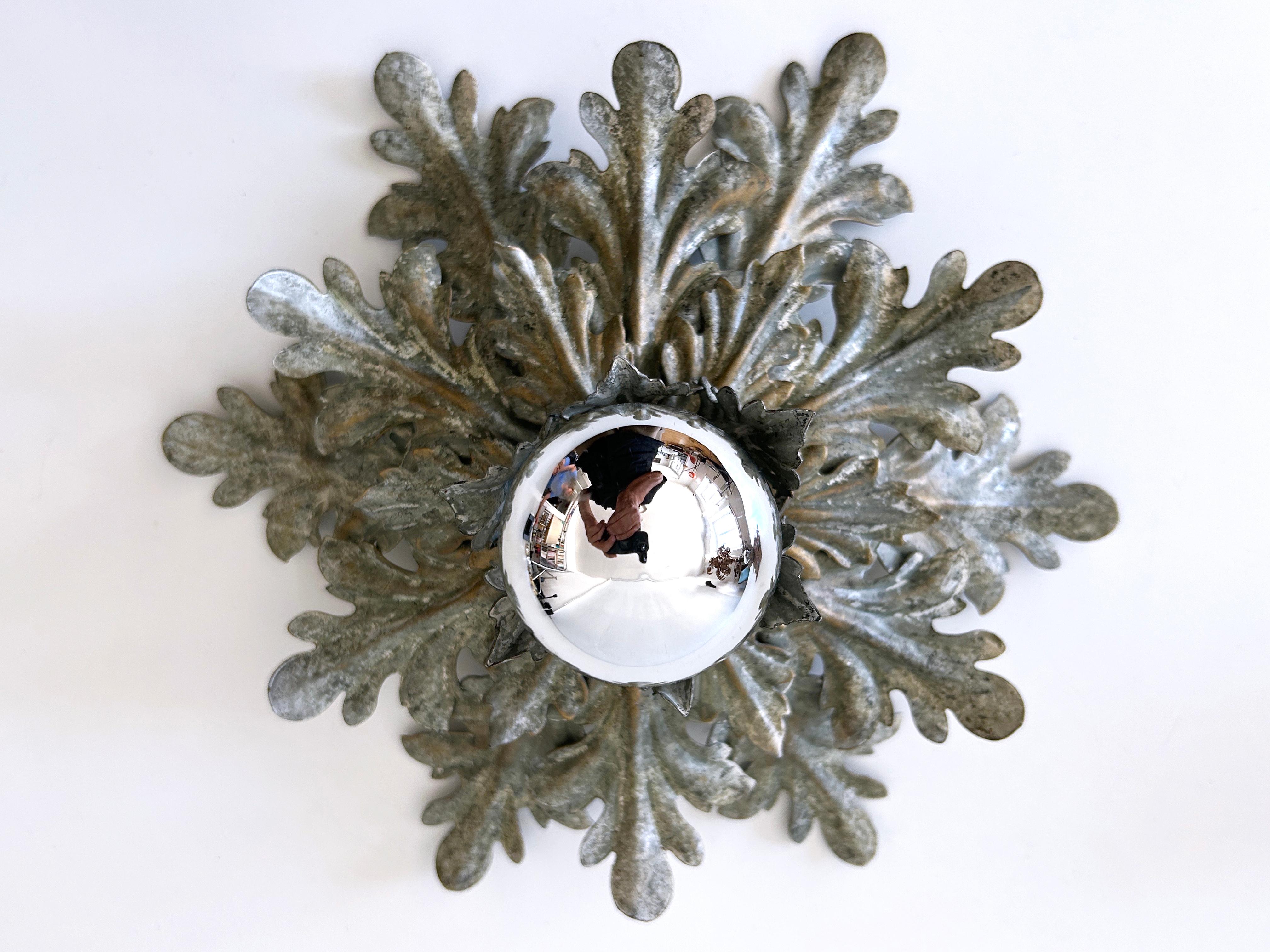 Set of Two Mid-Century Floral Flush Mounts or Sconces by W. Müller Germany 1970s For Sale 1
