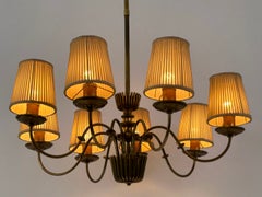 Rare Mid Century Eight-Armed Chandelier by Vereinigte Werkstätten Germany 1950s