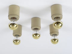 Lot de cinq plafonniers ou appliques Gino Sarfatti, modèle SP 14, Arteluce, Italie, années 1960