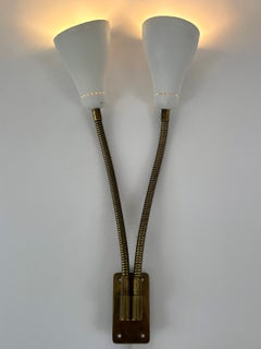 Rare and Lovely Mid Century Modern Gooseneck Sconce or Wall Lamp Italy 1950s