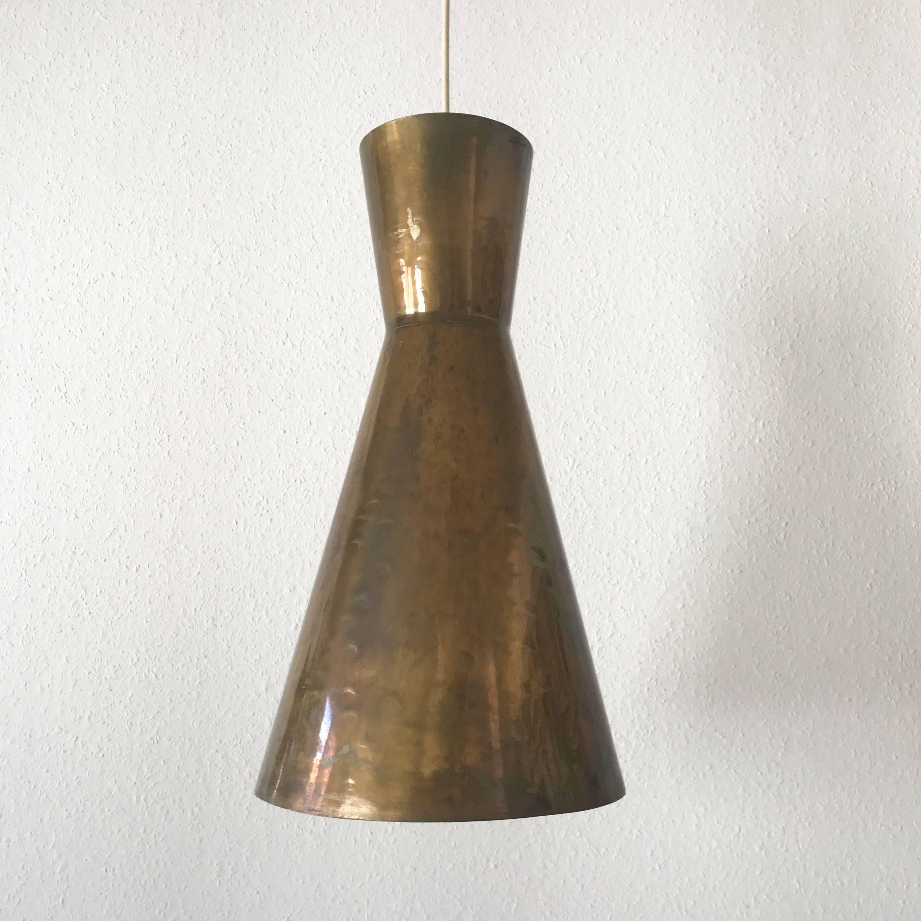 Set of Three Large Mid Century Modern Diabolo Brass Pendant Lamps Germany 1950s 3