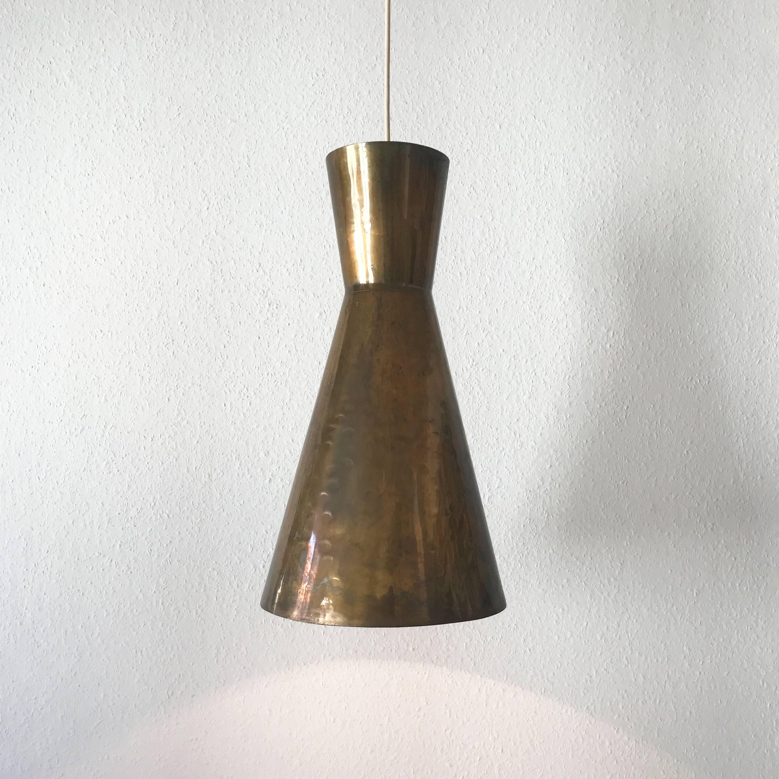 Set of Three Large Mid Century Modern Diabolo Brass Pendant Lamps Germany 1950s 1